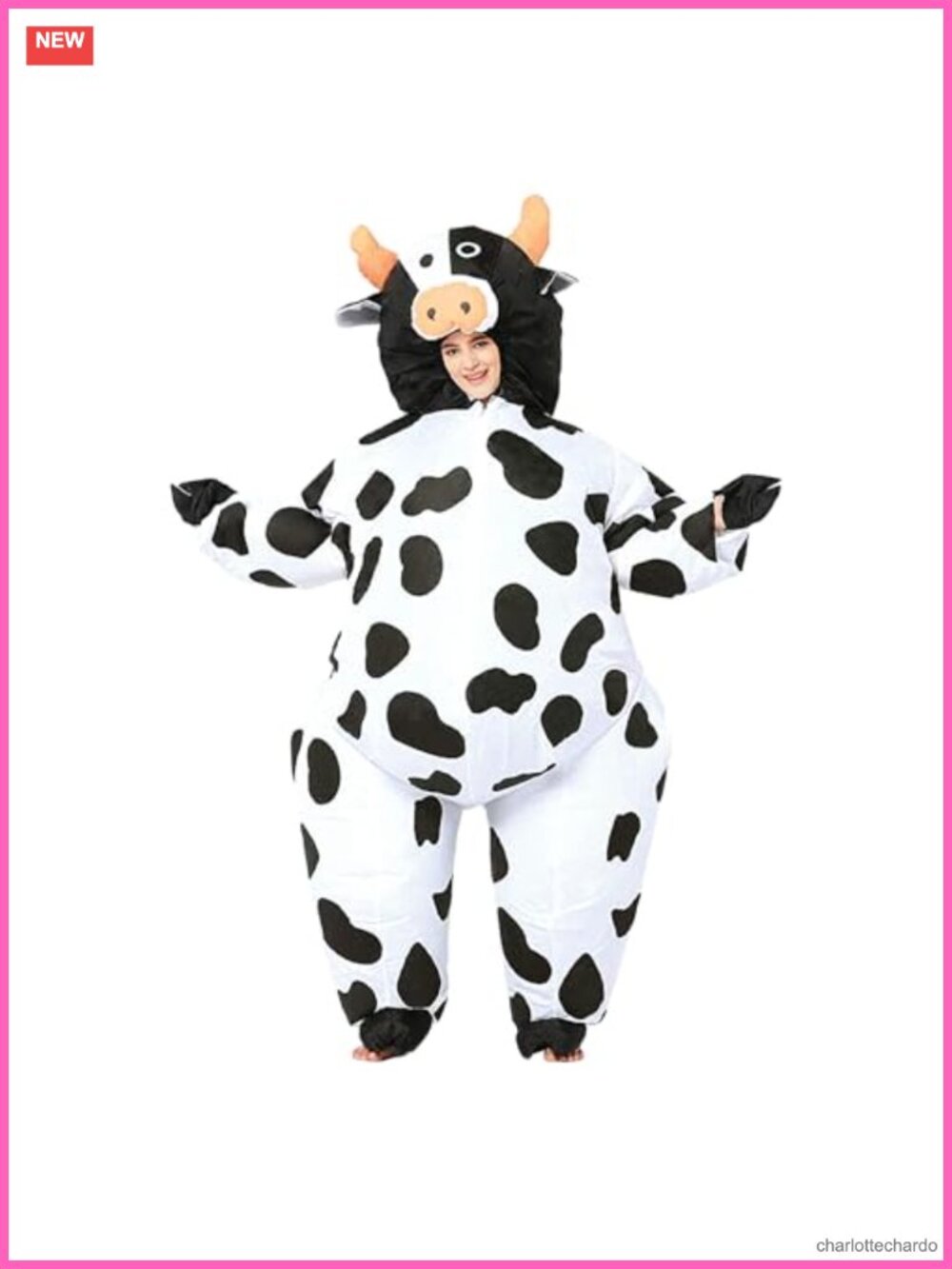 Inflatable Cow Costume Adult Blow Up Farm Animal Suit Halloween Cosplay